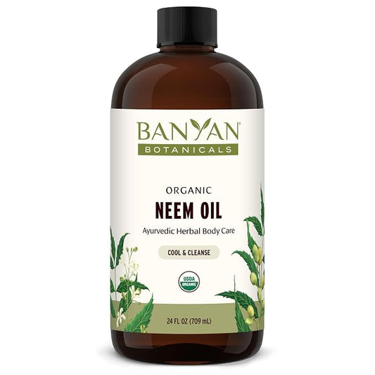 Banyan Botanicals Organic Neem Oil – Cooling & Soothing Ayurvedic Neem Oil – Supports Healthy Radiant Skin – 24 oz. – Non-GMO Sustainably Sourced Abhyanga Massage Oil