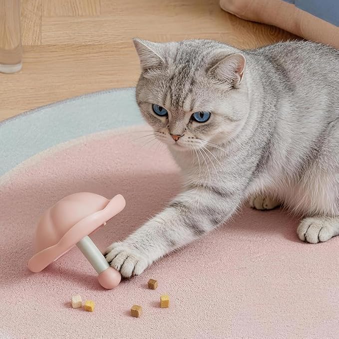 Cat Treat Dispenser Toy, Interactive Tumbler Puzzle for Indoor Cats (Yellow)