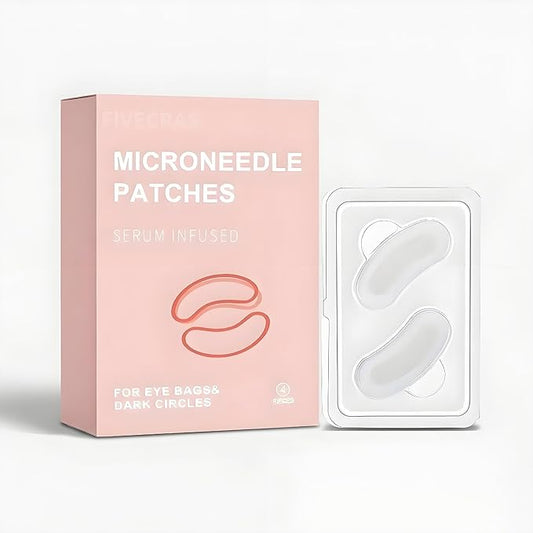 4 Pairs Micro Eye Patches, Under Eye Patches for Puffy Eyes & Dark Circles, Dissolving Micro-Dart Eye Patches with Hyaluronic Acid, Peptides & Vitamin C, Wrinkle & Smile Line Patches for Eye Care