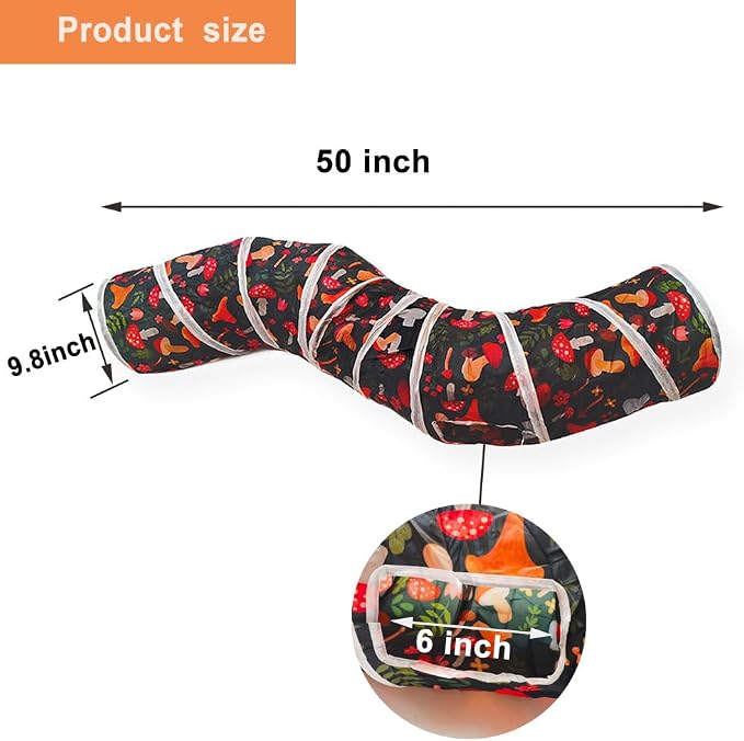 Cat Tunnel, Cat Tunnels for Indoor Cats, S-Shape Foldable Cats Cave