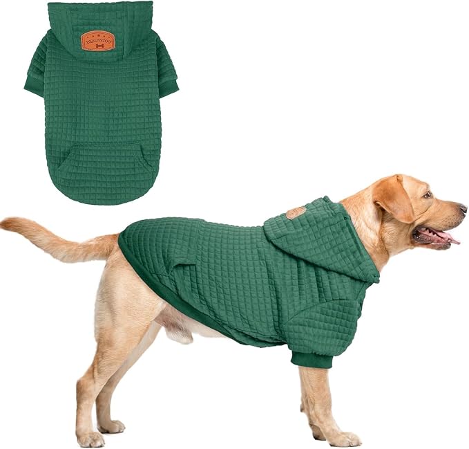 BEAUTYZOO Dog Hoodies Sweater for Large Dogs,Waffle‑Like Laminated Pet Coat | Warm Dog Sweatshirt with Pocket & Leash Hole,Pullover Clothes for Girl Boy Dogs,Stretchy & Easy‑On‑Off,Labrador & Great Danes