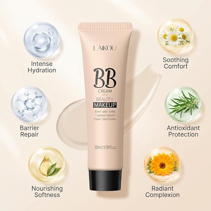 Korean BB Cream & Foundation 2-in-1 - Buildable Coverage Tinted Moisturizer with SPF, for a Natural Matte Finish & All-Day Wear (160 Light)
