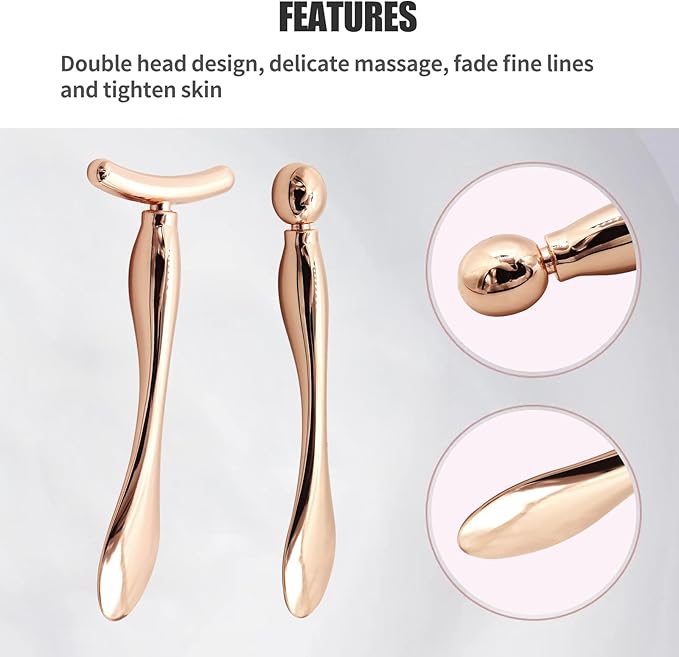 2PCS Metal Eye Cream Applicator Wand Stick, Massager Skin Care Tools, Face Roller Massager Tool,Eye Massage Wand Stick Girls Women Facial Massager for Reducing Puffiness Wrinkle