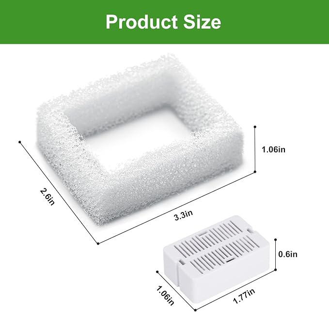 Replacement Filters for 360 Ceramic Pet Fountain | 10 Pack Replacement Filters for Wonder Creature Aurora /Cup Cake Pet Fountain(8Carbon Filters+2 Foam Filters)