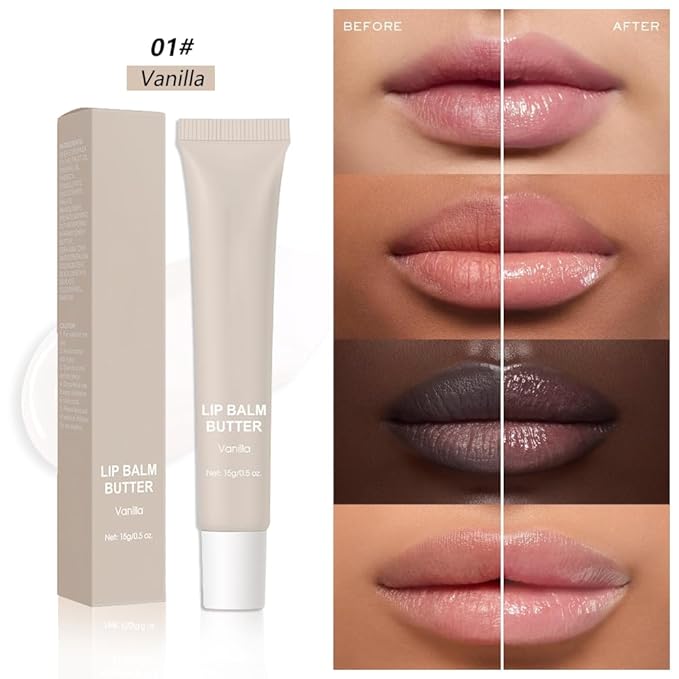 Summer Butter Lip Balm Lip Gloss, Ultra-Hydrating Natural Vegan Lip Balm, Sheer-Tinted Shine & Hydration, Soothes & Softens Dry Lips Skincare, Bálsamo labial hidratante #1 Vanilla 0.5 Fl Oz