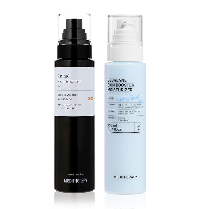 Glow Recovery Booster Set – Retinal Skin Booster Serum + Squalane Skin Booster Moisturizer – Brightening, Anti-Aging & Oil–Moisture Balance Set for Dry, Sensitive Dull Skin