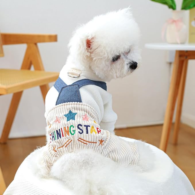 Dog Stylish Overalls Comfortable Puppy One Piece Outfits Summer Bib Overalls for Small Dogs Cute Pet Jumpsuit Onesie Chihuahua Yorkies Birthday Holiday Clothes Costume