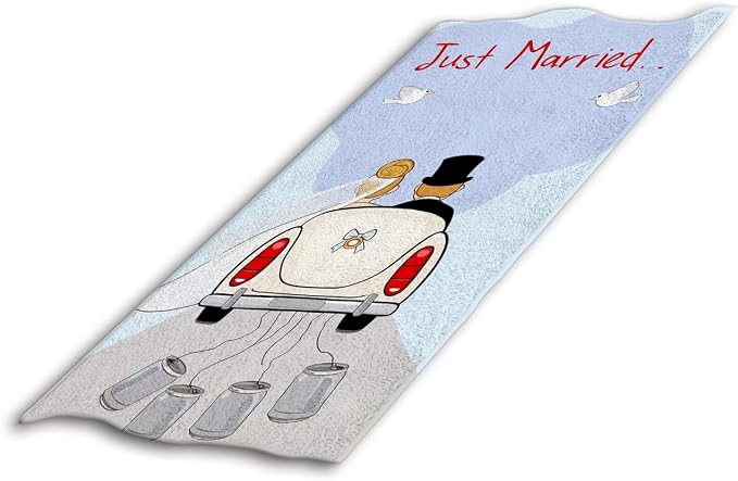 Marry Romantic Bath Towel 15X30 Inch Washcloths Newlyweds in A Car Love Face/Body/Hair/Hand Towel for Spa Gym Yoga Swim Bathroom Kitchen Hotel