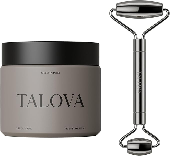 TALOVA - Stainless Steel Facial Roller and Grass-Fed Face + Body Balm