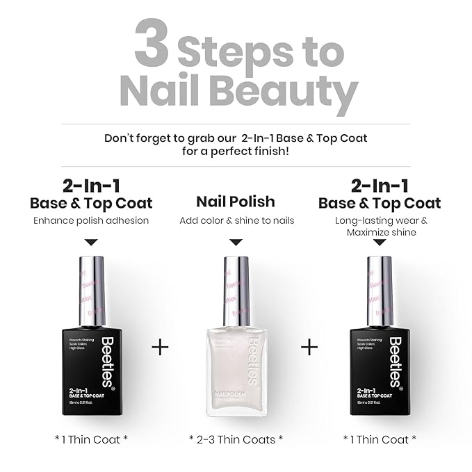 Beetles Pearl Nail Polish - Natural Nail Polish Illuminating Nail Concealer Fast Dry Quick Nail Strengthener and Growth Treatment for Thin and Damaged Nails,0.51 FL OZ