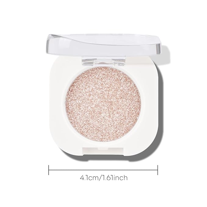 KYDA Light Champagne Glitter Eyeshadow, Pale Champagne Shimmer Eyeshadow, Ultra-fine Lightweight, Crease-proof High Pigmented Formula, Mini Glitter Eyes Makeup, Weaving Maid