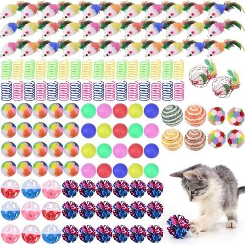 Shappy 150 Pcs Cat Toys Bulk Pack for Indoor Cats, Mice Balls,Classic