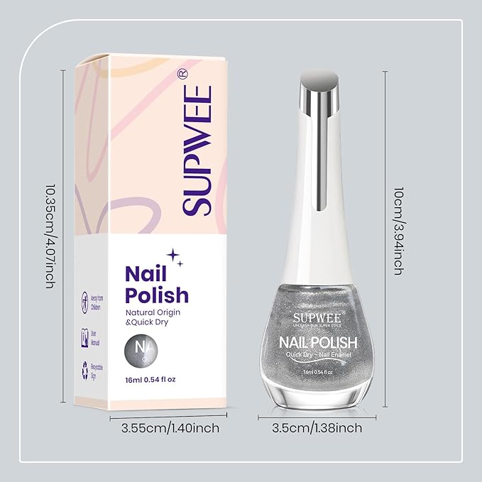 Silver Cat Eye Nail Polish Non Gel Quick Dry Glitter Magntic Nail Polish Cats Eye Toe Fingernail Air Drying Fast Lacquer Manicure Gift For Women Girls 16ml, 0.54fl oz