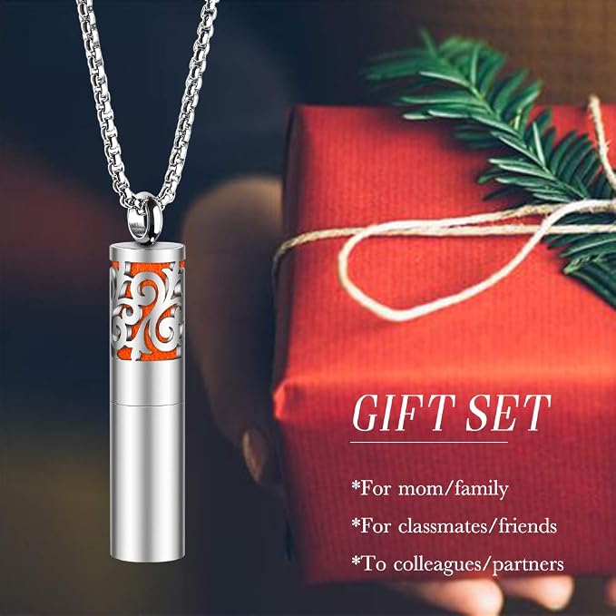 Maromalife Essential Oil Necklace for Women, Diffuser Necklaces 316L Stainless Steel, Diffuser Pendant with 10 Felt Pads, Aromatherapy Necklace Gift Set for Birthday, Christmas