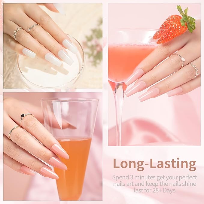 RARJSM Nude Sheer Jelly Pink Gel Nail Polish Set of 6 Transparent Colors LED UV Gel Soak Off Clear Taffy Brown Milky White French Manicure Nail Gelpolish Varnish Curing Requires 7.5ml for Home Salon