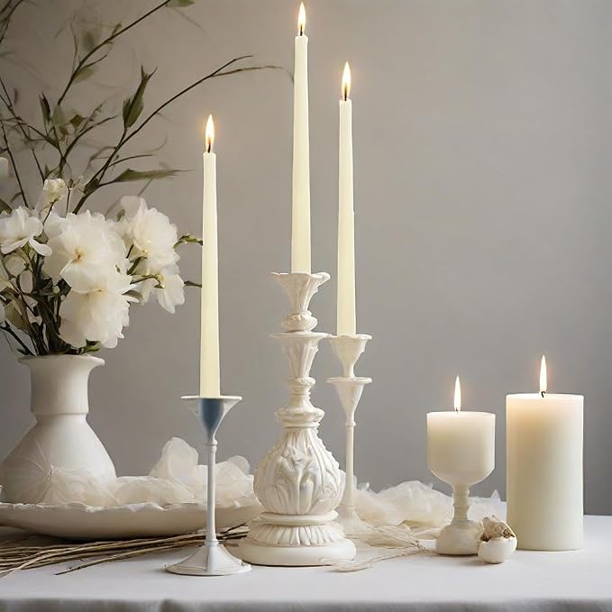Ivory Taper Candles 4 Pack Vanilla Cream Scented Candles 10 inch Long Candlesticks for Wedding Festiva Dinner Holiday Decor