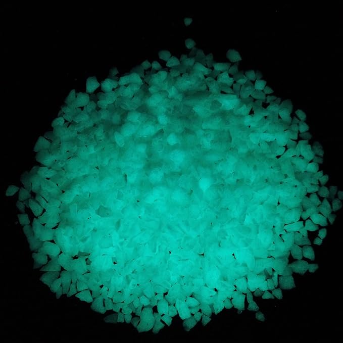 TWINKLING Glow in The Dark Crushed Glass, Broken Glass Glitter, Glow in The Dark Stones Gems Chips for DIY Resin Art Epoxy Crafts, Nail Art, Jewelry Making, Geode Painting, 3-5mm(200g) (Blue Green)