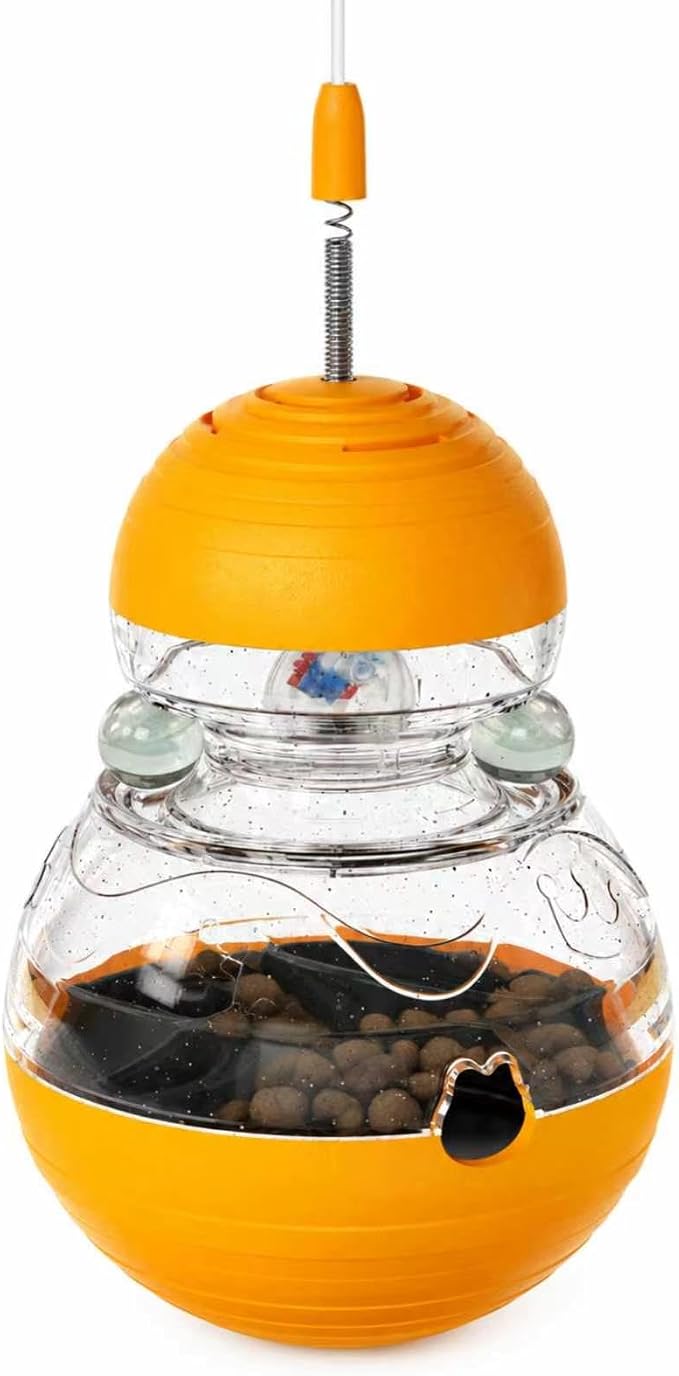 Cat Toy for Indoor Cats: Interactive Wobble Treat Dispenser Ball with Puzzle Feeder, Teaser Wand & Mental Stimulation