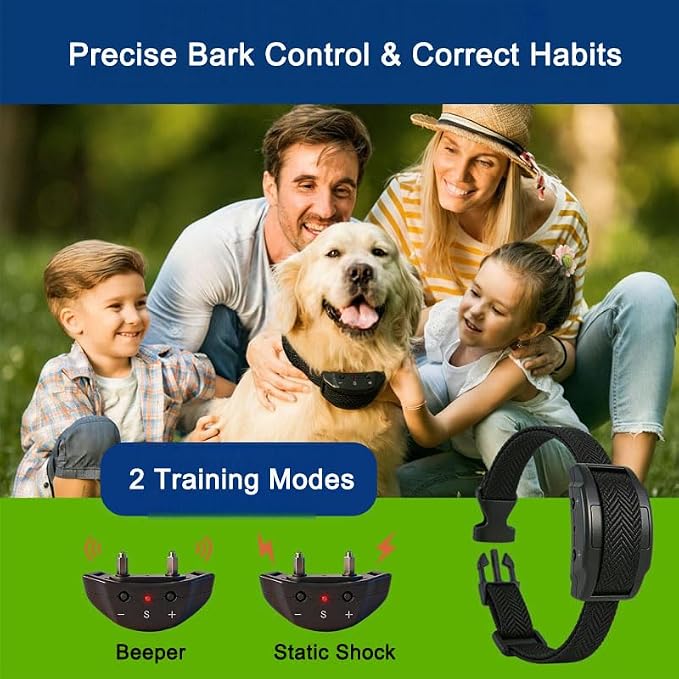 No Bark Collar for Dogs,Training clicker kit, Smart Progressive Anti Barking Collar-7 Level Adjustable Sensitivity, Automatic Dog Bark Collar, Safety Protection, Collar for Small Medium Large Dogs