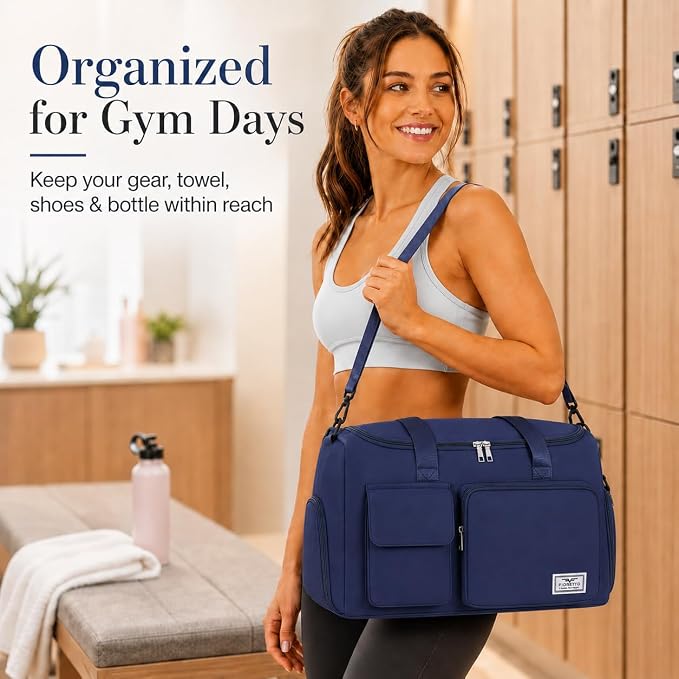 FIORETTO Women's Gym Duffle Bag with Shoes Compartment, 30L Capacity, Ideal for Travel, Gym, Sports, Duffel, Weekender