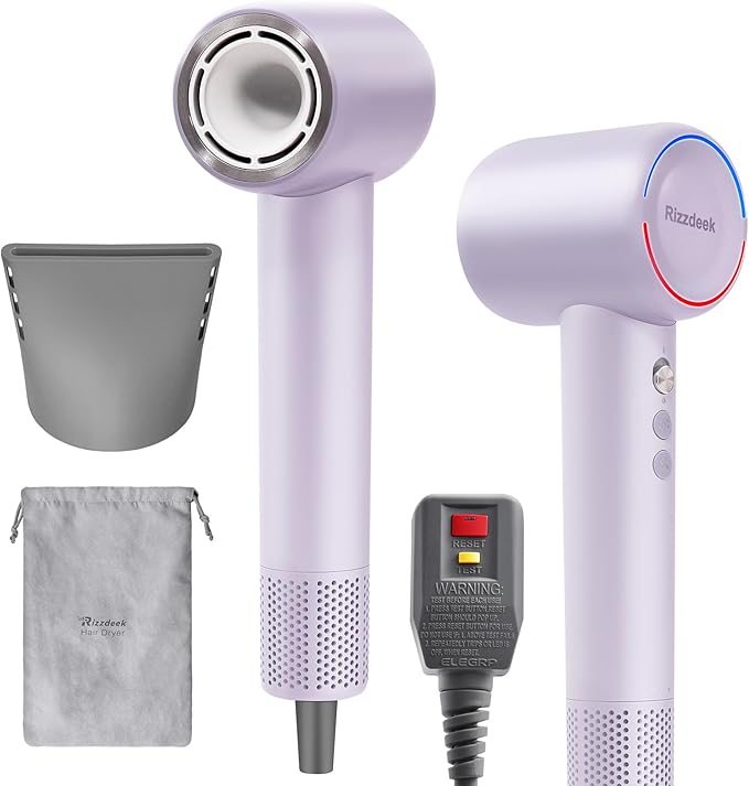 Professional Blow Dryer, 110,000 RPM High-Speed 300M Negative Ions Brushless Hair Dryer for Frizz-Free Shine, Intelligent Thermo-Control Fast Drying, Lightweight Quiet with Magnetic Nozzle