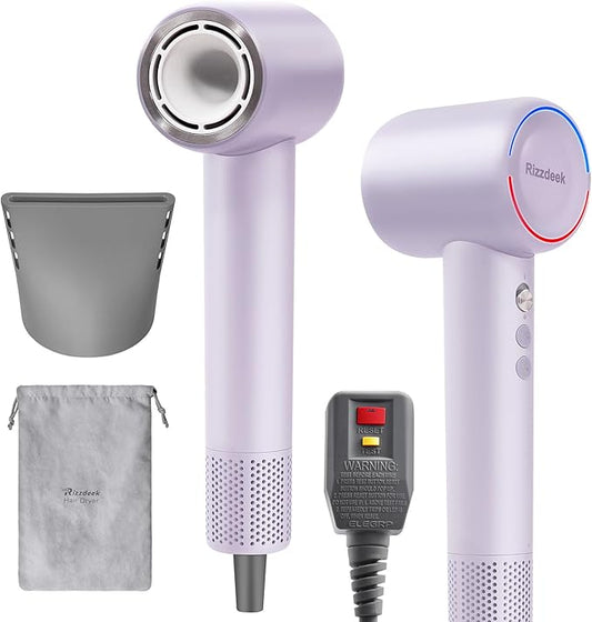 Professional Blow Dryer, 110,000 RPM High-Speed 300M Negative Ions Brushless Hair Dryer for Frizz-Free Shine, Intelligent Thermo-Control Fast Drying, Lightweight Quiet with Magnetic Nozzle