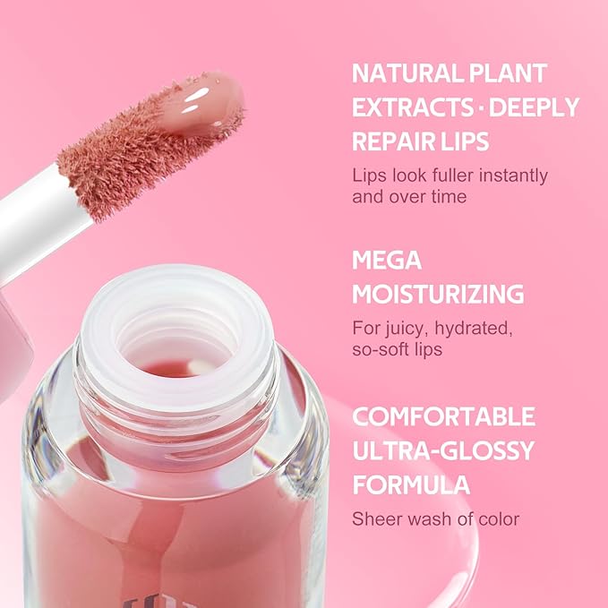 Color Nymph Lip Oil + Lip Gloss Duo, Moisturizing Lip Treatment & Shiny Lip Color, Gentle for Sensitive Dry Lips, Long-Lasting Gloss, #03 Beaver