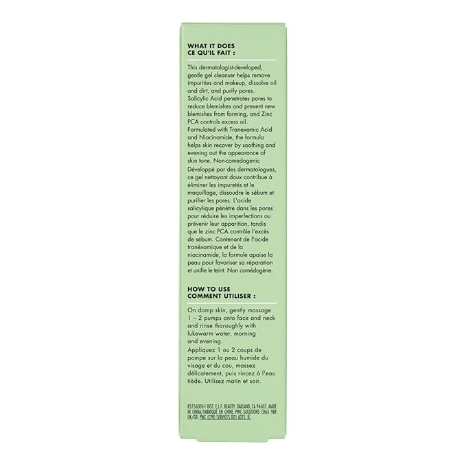 e.l.f. SKIN Blemish Breakthrough Clarifying Cleanser,Gel Cleanser For Removing Makeup,Controlling Oil & Clarifying Pores,1% Salicylic Acid,(Pack of 2)