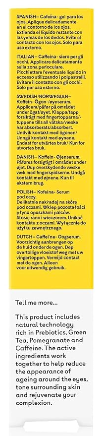 Q+A Caffeine Eye Serum (15ml), Brightening Eye Serum, 99.9% Natural Caffeine Treatment for Dark Circles, Puffiness & Fine Lines, with Green Tea & Pomegranate Antioxidants, Anti Aging Skincare