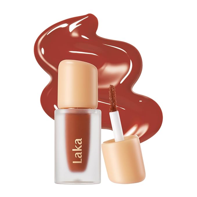 Laka Fruity Glam Lip Tint Mini, 1.9g/0.07oz, Glowing Lip Stain with Wide Color Spectrum, Hydrating & Lightweight Texture, Long-Lasting Bold Stain, Non-Sticky, Vegan, K-Beauty (#117 Zetta)
