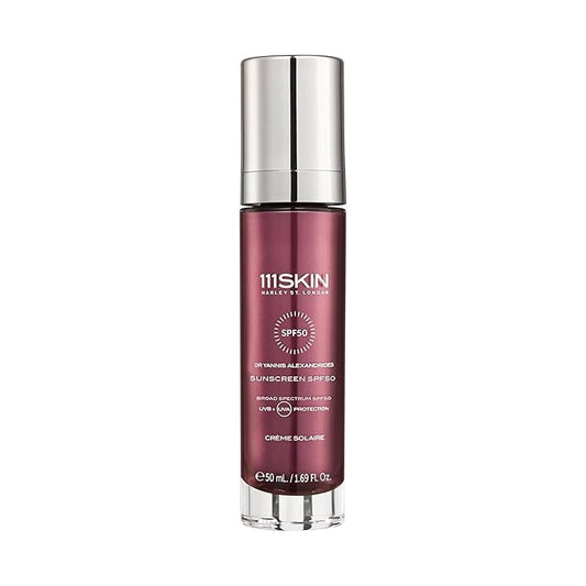 111SKIN Sunscreen SPF 50, Mineral Face and Non Greasy Sunscreen for Daily Use, Broad-Spectrum UVA/UVB and Blue Light Protection, Niacinamide and Polyglutamic Acid, 50 ml
