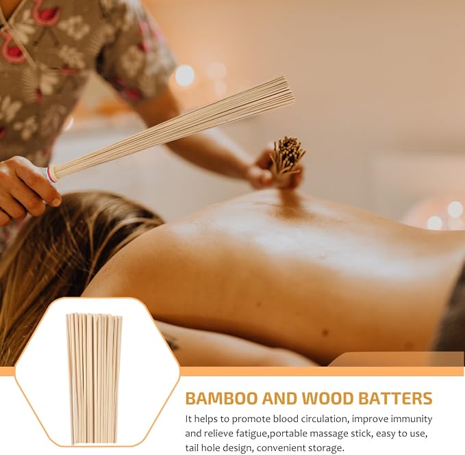 FOMIYES 2Pcs Bamboo Massage Sticks for Back, Neck, Shoulder, and Legs - Ergonomic Design, Lightweight, Portable Self Massage Tools
