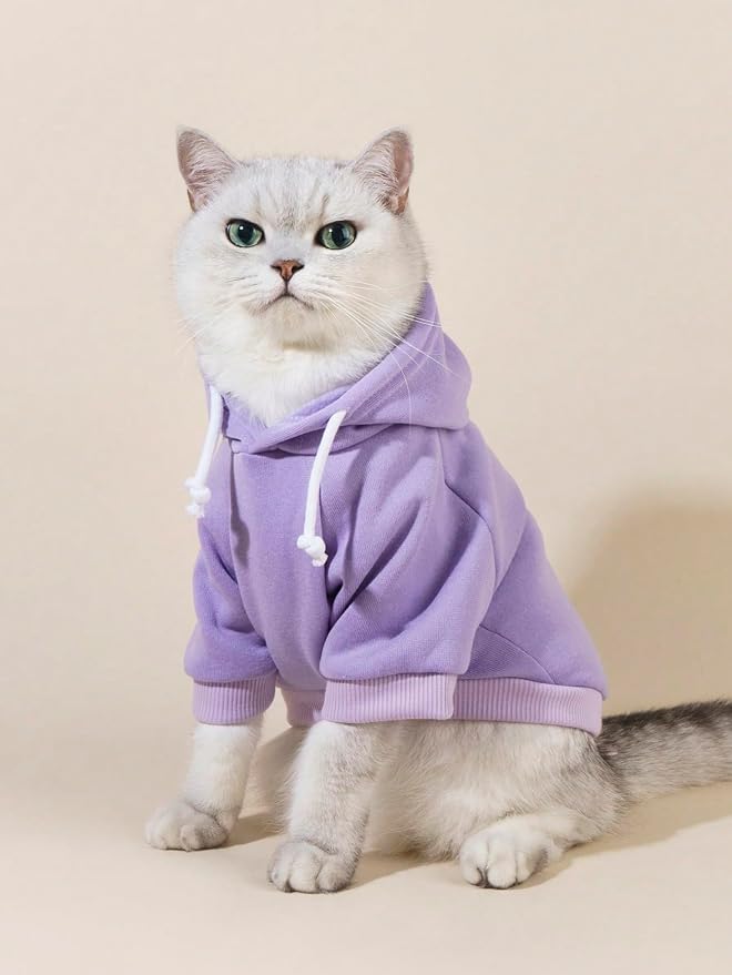 Basic Dog Hoodie Sweatshirt Puppy Sweater Warm Cat Costumes Pet Clothes for Chihuahua Puppy Kitten Small Medium Dogs Mauve Purple Medium