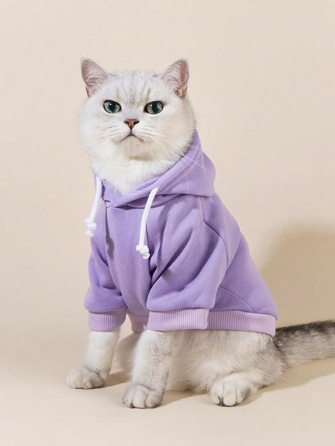 Basic Dog Hoodie Sweatshirt Puppy Sweater Warm Cat Costumes Pet Clothes for Chihuahua Puppy Kitten Small Medium Dogs Mauve Purple X-Small