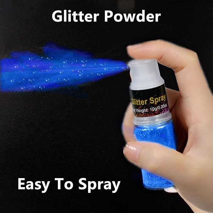 Go Ho Hair and Body Glitter Spray,Blue Glitter Spray Dry Powder Makeup for Clothes,Festival Loose Sparkle Powder,Holographic Ultra Fine Resin Glitters for Crafts,10g