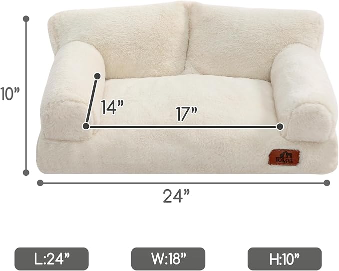 Hollypet Small Dog Large Cat Bed Puppy Couch Beds for Pets up to 25 lbs | Fluffy Dog Cat Couch Plush Soft Warming Pets Beds with Machine Washable Cover and Non-Slip Bottom