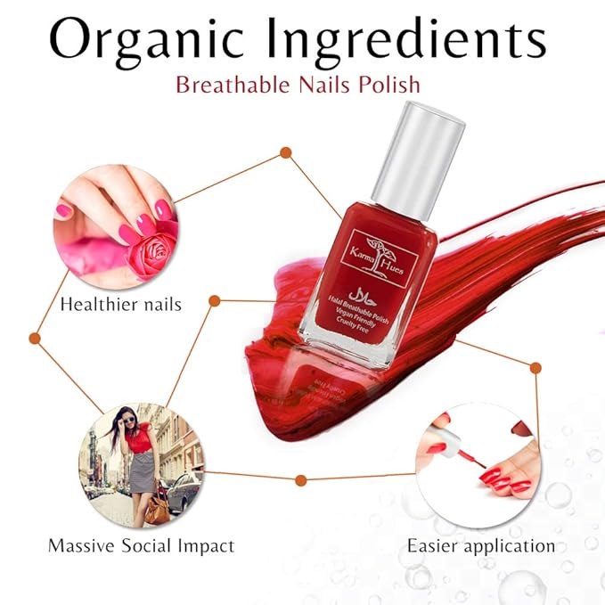 Karma Naturals Certified Halal Nail Polish - Breathable & Water Permeable, Wudu Friendly (Sufia)