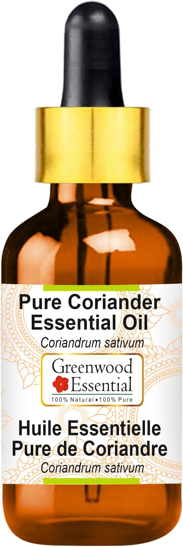 Greenwood Essential Pure Coriander Essential Oil (Coriandrum sativum) with Glass Dropper 15ml (0.50 oz)