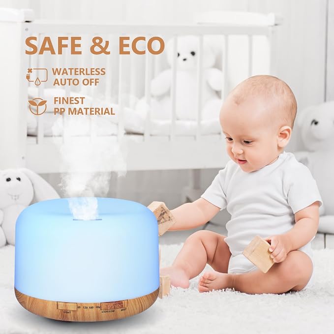 SACATR Essential Oil Diffusers for Home with 36x5mL Oil Diffuser Sets, Ultrasonic Technology, Remote Control for Home Office, Auto Shut-Off 4 Timers 15 Colors