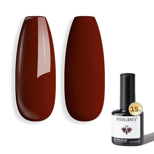 modelones Red Gel Nail Polish Burgundy Red Nail Dark Red Brown Gel Nail Polish Soak Off Nail Art Manicure 15 ML