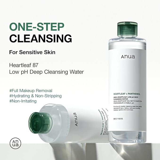 ANUA Cleansing Routine Set : Heartleaf Low pH Deep Cleansing Water & Quercetinol Pore Deep Cleansing Foam, Korean Skincare