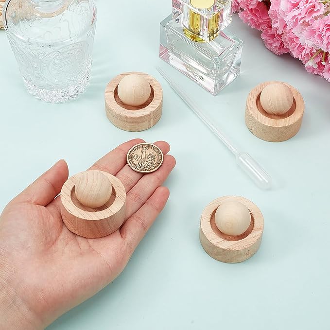 4PCS Burlywood Wooden Essential Oil Diffuser Compact Passive Oil Diffuser Small Aromatherapy Diffusers for Fragrance Eucalyptus Essential Oils Hotel Air Freshener for Home Office Car