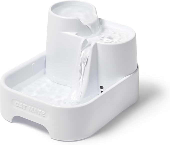 Cat Mate Genuine Pet Fountain 3-Level Fountain, Polymer-Carbon Filter, Super-Quiet Isolated Pump System…
