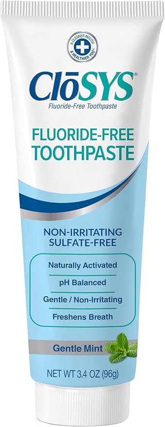 CloSYS Fluoride Free Toothpaste, 3.4 Ounce, Travel Size, Gentle Mint, TSA Compliant, Whitening, Enamel Protection, Sulfate Free (Pack of 3)