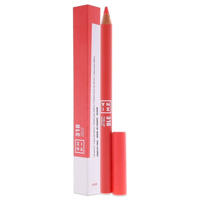 3INA The Automatic Lip Pencil – Waterproof Lip Liner Pencil with Built-In Sharpener – Smudge-Proof, Pigmented, 10 Hour Long Wear Liner - 318-0.01 oz