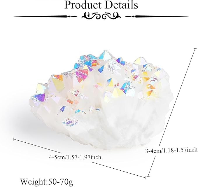 ZHIYUXI Angel Aura Quartz Cluster Angelite Crystal Cluster Geode Pretty Rock Gemstones Natural Raw Stone Energy Balance Reiki Wicca Room Decor 1Pc 50-70g
