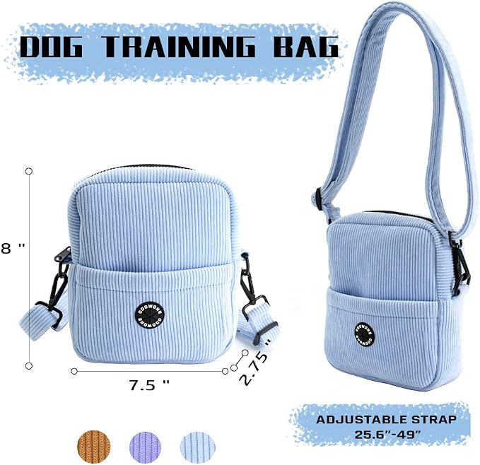 Dog Treat Pouch,Velvet Dog Training Pouch Bag Built-in Poop Bag Dispenser | Large Capacity Pet Treat Training Bag for Treats, Kibbles, Pet Toys (Lightpurple)