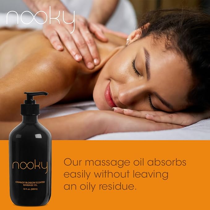 Nooky Orange Blossom Massage Oil. with Jojoba and Essential Oils. for Massaging 16 Ounce.