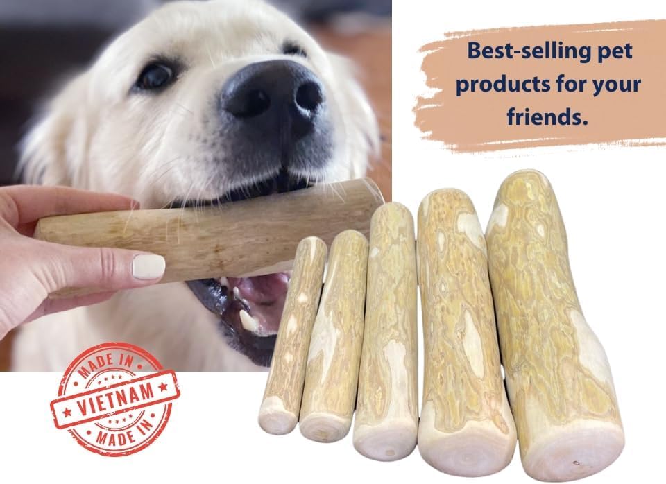 Coffee Wood Dog Chew Stick - Coffee Wood Stick for Your Pets - Non Toxic - Safe - Puppy Chew Toy for Teething - Made in Vietnam - 1 Pack/2 Pieces (Extra Large)