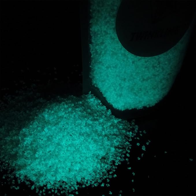 TWINKLING Glow in The Dark Crushed Glass, Broken Glass Glitter, Glow in The Dark Stones Gems Chips for DIY Resin Art Epoxy Crafts, Nail Art, Jewelry Making, Geode Painting, 0.85mm(100g) (Blue Green)